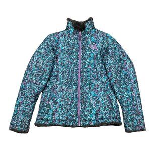 THE NORTH FACE Girls Reversible Mossbud Swirl Jacket‎ Past Seas Sz M 10/12